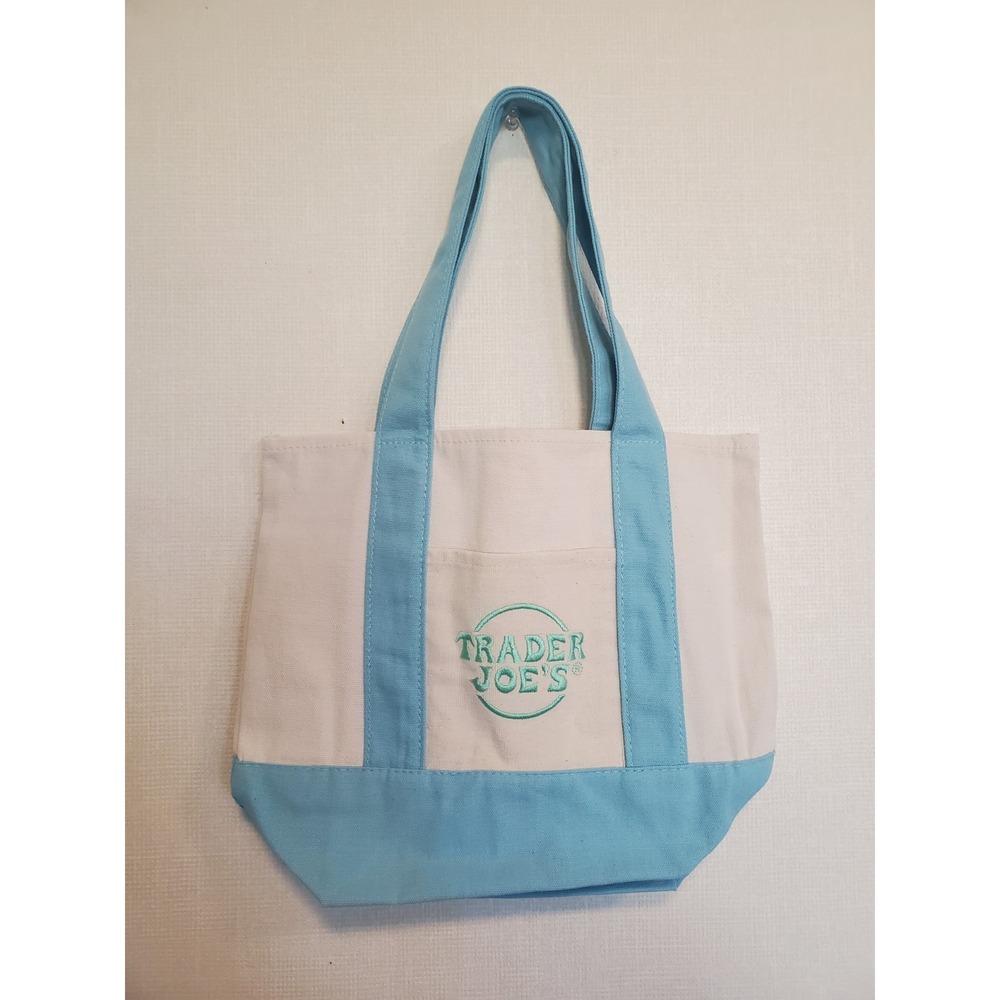 Trader Joe's Spring 2026 Mini Pastel‎ Canvas Tote Bag Blue